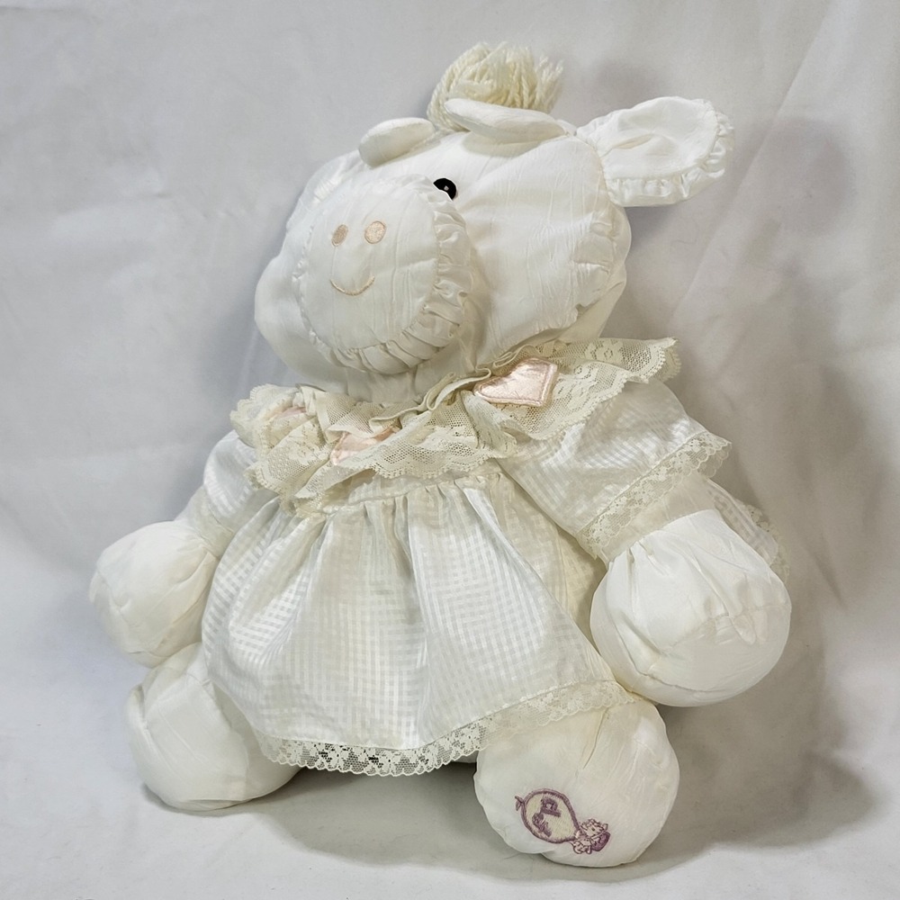 Vintage 1986 Fisher Price Puffalump White Cow Lace & Pink Hearts Dress 8001 - Picture 3 of 10
